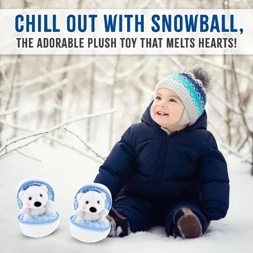 Miniatura 3 de Snowball - Huevo sorpresa con cremallera – 6 pulgadas – Lindo y suave surtido de juguetes de peluche para amigos, familia de todas las edades – Oso