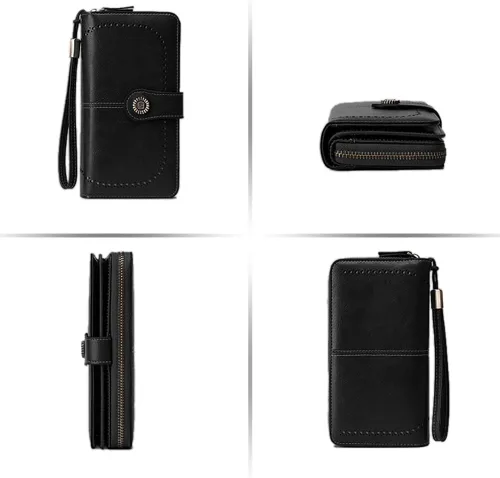 Miniatura 3 de JEVIYO Cartera para mujer con bloqueo RFID monederos pequeños para mujer a negro Casual
