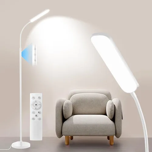 Miniatura 10 de Yikuneng Lámpara de pie LED regulable, lámparas de lectura superbrillantes, lámpara de pie con control remoto y táctil, atenuación continua y Negro