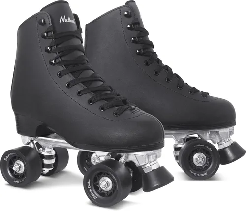 Miniatura 2 de Nattork - Patines de ruedas para mujer, de piel sintética de alta calidad, patines de cuatro ruedas, patines de doble fila para principiantes