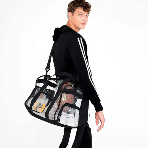 Miniatura 5 de Mochila transparente resistente, bolsa transparente duradera, Bolsa de gimnasio, color negro