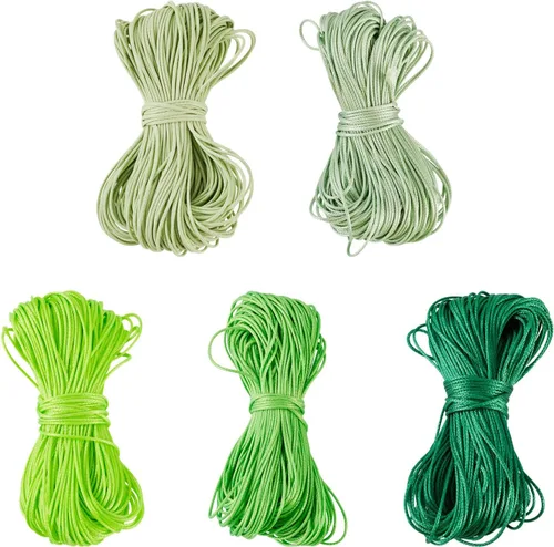 Miniatura 12 de 109 yardas de 0.020 in de color rosa encerado de poliéster para trenzar cuerda encerada de cuentas hilos para bricolaje pulsera de amistad, collar
