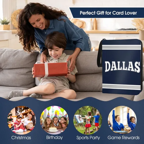 Miniatura 5 de Carpeta de tarjetas de fútbol con fundas 400 bolsillos, soporte para tarjetas de fútbol de Dallas para tarjetas de colección, carpeta con 3 anillas