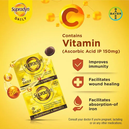 Miniatura 5 de SupradynS - Tabletas multivitamínicas diarias para hombres y mujeres con zinc esencial, 12 vitaminas, 5 oligoelementos para inmunidad diaria