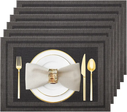 Miniatura 24 de Juego de 12 manteles individuales lavables y limpiables para mesa de comedor, cocina, interior y exterior, manteles individuales resistentes al