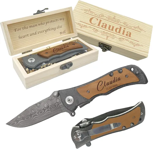 Miniatura 10 de XJF Cuchillo de bolsillo grabado para hermano - Regalo de cumpleaños, Navidad y graduación