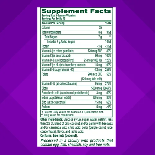Miniatura 4 de Vitafusion Magníficas vitaminas gomosas multivitamínicas para cabello, piel y uñas, además de biotina y vitaminas antioxidantes C y E, sabor a