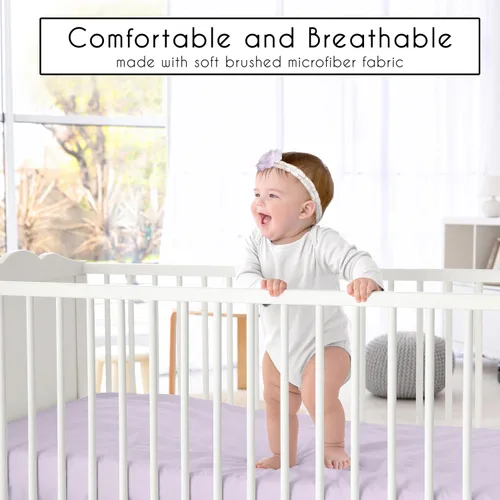 Miniatura 2 de Sweet Jojo Designs Sábanas ajustables para cuna de bebé (morado sólido) para niñas, guardería infantil, habitación de niños pequeños - Tamaño Gris