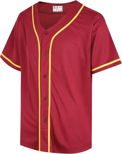 Miniatura 29 de Pullonsy Camiseta de béisbol en blanco para hombres y mujeres, camisas de manga corta con botones completos, hip hop, hipster, uniformes deportivos