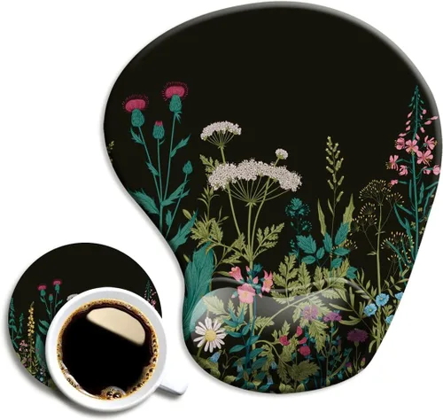 Miniatura 28 de DOOKE Alfombrilla ergonómica para ratón con soporte para muñeca y posavasos, alfombrillas para ratón con base de PU antideslizante para trabajo