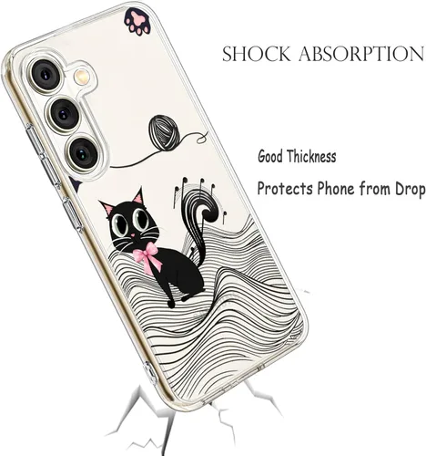 Miniatura 6 de Unov Funda transparente compatible con Galaxy S23 FE con diseño de TPU suave, absorción de golpes, diseño delgado en relieve, cubierta trasera Gato