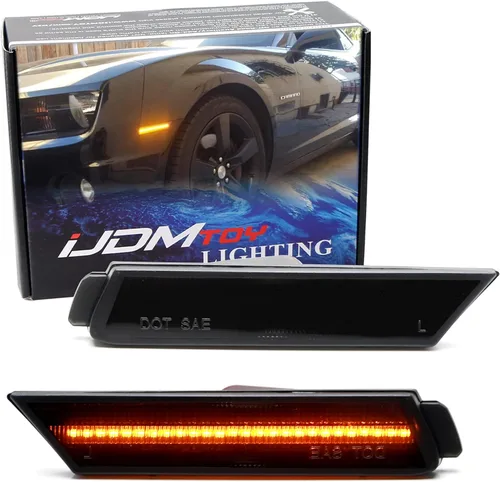 iJDMTOY Lente ahumada 27-SMD ámbar Full LED delantero parachoques lateral kit de luz de marcador compatible con Chevy Camaro 2010-15 reemplazar OEM