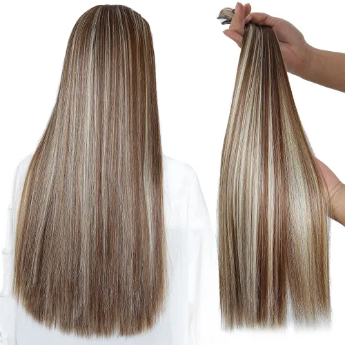 Miniatura 19 de SYXLCYGG Extensiones de cabello negro lacio, 4 piezas, extensiones de cabello con clip de 22 pulgadas, 5.5 onzas, pieza de cabello sintético