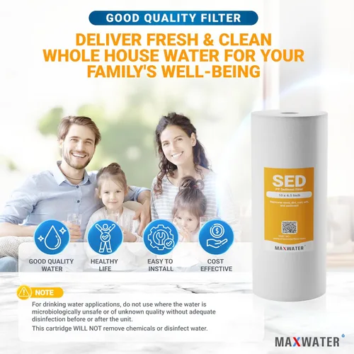 Miniatura 6 de Max Water Cartucho de filtro de agua de repuesto para toda la casa de 1 micrón, 10 x 4.5 pulgadas, compatible con DGD-5005, AP810, WFHD13001B