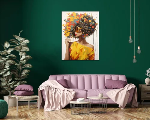 Miniatura 214 de Arte de pared afroamericano, decoración de rey y reina bailarín negro para sala de estar, arte de pareja de amor negro para dormitorio, lienzo