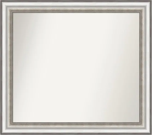 Miniatura 141 de Amanti Art Espejo de baño plateado para sobre el fregadero, 26 x 26 pulgadas, espejo cuadrado de plata antigua, marco de madera tradicional mediano