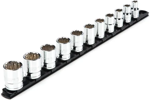 Miniatura 25 de TEKTON SHD92121 - Juego de llaves de vaso de 12 puntos con rieles y bandeja, 23 piezas (0.394-1.260 in)