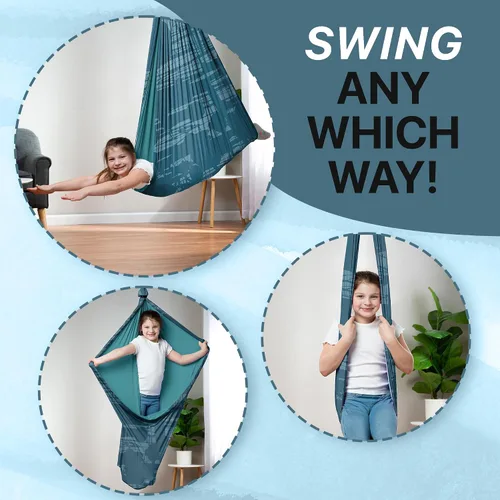 Miniatura 7 de Columpio sensorial de interior para niños o exterior – Soporta 300 libras, doble capa y giro de 360°, columpio hamaca de terapia de compresión