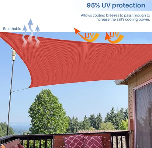 Miniatura 5 de E&K Sunrise - Toldo para exteriores, tipo vela, sombra, protección para rayos UV, Rojo