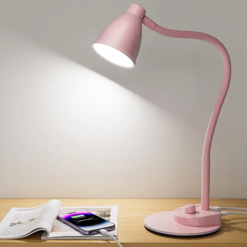 Miniatura 12 de BOHON. Lámpara de escritorio LED con puerto de carga USB, 3 modos de color, luz de lectura regulable, lámpara de tarea de inducción inteligente