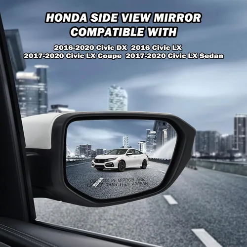 Miniatura 4 de Espejo lateral del pasajero compatible con Honda Civic Coupe Sedan Hatchback 2016, 2017, 2018, 2019, 2020, 2021, espejo con cristal eléctrico, sin