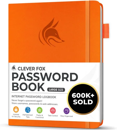Miniatura 43 de Clever Fox - Libreta de contraseñas con pestañas alfabéticas, organizador de direcciones de Internet, tamaño grande, para inicios de sesión en Azul