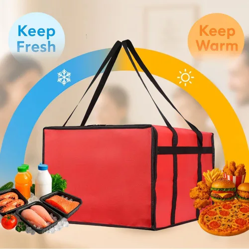 Miniatura 6 de Bodaon Bolsa aislada, bolsas de pizza para entrega y transportador de bebidas portátil de plástico, 20 x 20 x 14 pulgadas, calentador Doordash, caja