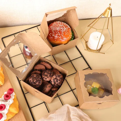 Miniatura 3 de NPLUX - 50 cajas de galletas con ventana, cajas de panadería, cajas pequeñas para dulces, cajas de pastelería de 4 x 4 x 2.5 pulgadas, regalos