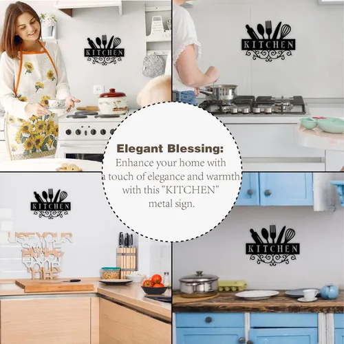 Miniatura 3 de Hppybiry Letreros metálicos de cocina de 12 x 9.15 pulgadas, decoración de pared, decoración de pared de cocina, decoración de pared rústica negra