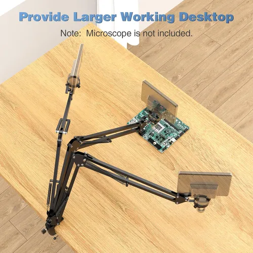 Miniatura 2 de Hayve Soporte de brazo para microscopio, soporte de metal ajustable con abrazadera y base de ojales, soporte de microscopio de moneda, compatible