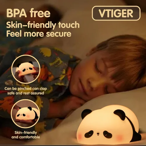 Miniatura 3 de VTIGER Luz Nocturna de Panda, Lámpara LED Esponjosa Linda, Luz Nocturna para Niños, Luz de Panda de Silicona, Luz Nocturna Atenuable para Dormitorio
