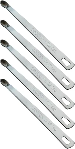 5 piezas 1/32 cucharadita (1/32 cucharadita, 0.16 ml, Smidgen) Cuchara de medición única diminuta, pequeñas cucharas de medición individuales de