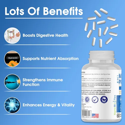 Miniatura 8 de Probióticos para hombres – 150 mil millones de UFC Acidophilus cápsulas con prebióticos y postbióticos – Apoya el microbioma intestinal, el colon