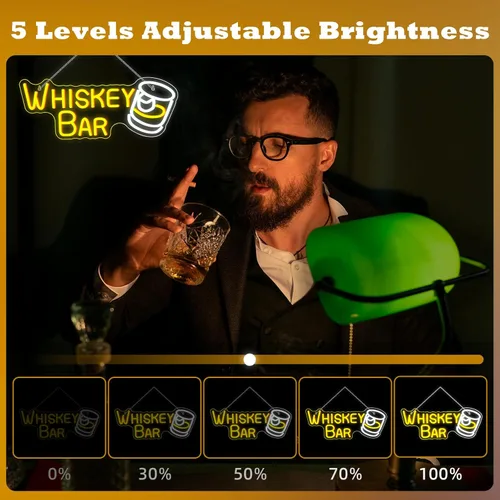 Miniatura 2 de Letrero de neón para barra de whisky, luces LED de neón para decoración de pared, letreros de bar iluminados para carrito de bar casero, Whisky
