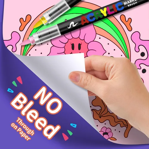 Miniatura 3 de GOTIDEAL Marcadores de pintura acrílica, punta de pincel, marcadores de pintura impermeables, marcadores acrílicos de secado rápido para madera, 72