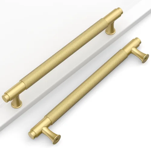 Miniatura 31 de Paquete de 10 tiradores dorados de 5 pulgadas (128 mm) para armarios con estrías, tiradores para cajones de cocina, herrajes para armarios