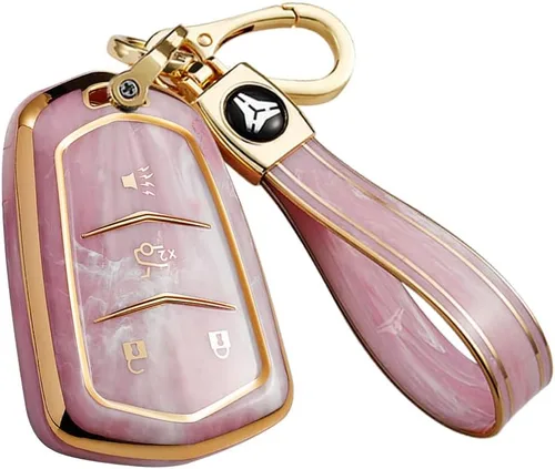 Miniatura 10 de ontto Compatible con Cadillac Key Fob Cover Marble Pattern Key Skin Durable Key Holder Azul