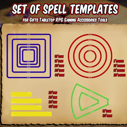 Miniatura 2 de Sintuff Juego de 15 marcadores de hechizos AOE para daños y efectos de hechizos de acrílico translúcido, incluye 5 cubos, 4 círculos, 2 conos, 4