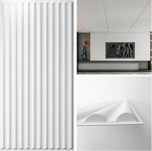 Miniatura 11 de Art3d - Paneles de techo colgante de 2x4 pies en negro, diseño semi-cilíndrico de 12 hojas, paneles de pared 3D para decoración interior de pared