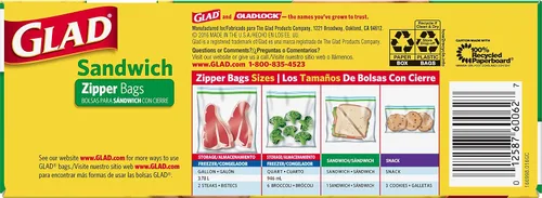Miniatura 9 de Bolsas de almacenamiento de alimentos Glad, bolsa con cremallera, 100
