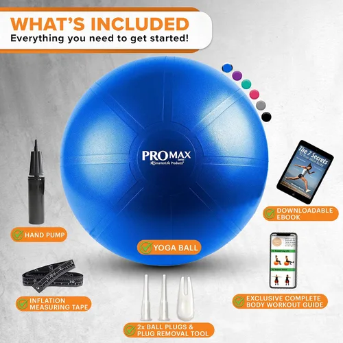 Miniatura 7 de SmarterLife PRO MAX - Pelota de entrenamiento para fitness, yoga, equilibrio, estabilidad o parto para embarazo y parto, ideal como silla de pelota