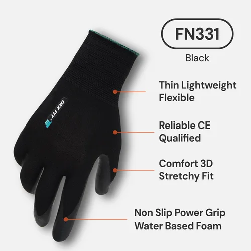 Miniatura 2 de DEX FIT Prime FN331 - Guantes de trabajo de nitrilo, ajuste cómodo 3D, antideslizante, duradero, delgado, ligero y fresco, compatible con pantalla