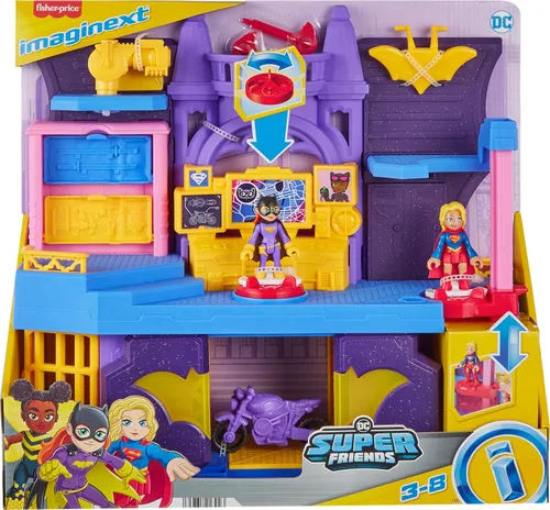 Miniatura 6 de Set de juego de Super Amigos DC figuras de acción de Batichica y escondite de Fisher-Price Imaginext con 2 figuras y 5 accesorios para juego de rol