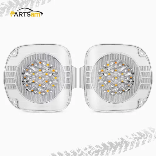Miniatura 2 de Partsam Par de 19 luces LED ámbar de señal de giro delanteras, lámparas de esquina con lente transparente de repuesto para Freightliner Century
