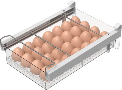 vacane Cajón grande para refrigerador con bandeja extraíble para huevos de 28 rejillas, cajón transparente para huevos para contenedores