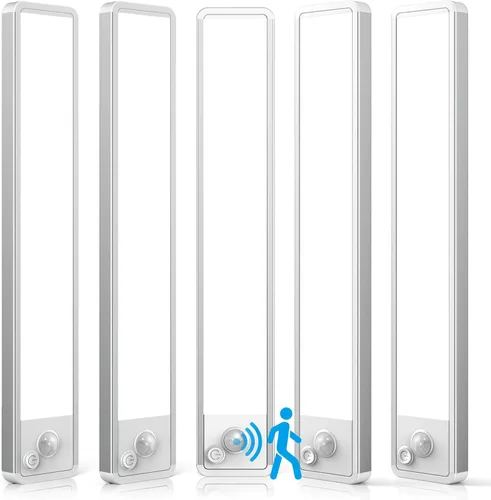 Paquete de 5 luces para debajo del gabinete, LED, inalámbricas, 2200 mAh, recargables, con sensor de movimiento magnético, para clóset, interior,