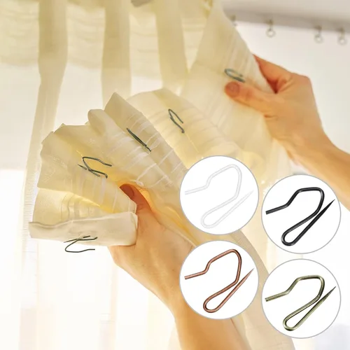 Miniatura 2 de Shappy Paquete de 120 ganchos para cortinas para cortinas, ganchos plisados de metal con caja transparente de 1.2 pulgadas para puerta de ventana