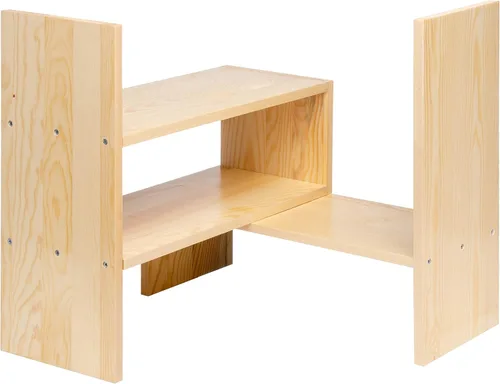 Miniatura 6 de Organizador de escritorio, estante de almacenamiento de oficina, ajustable, de madera natural, estante para libros, organizador de escritorio