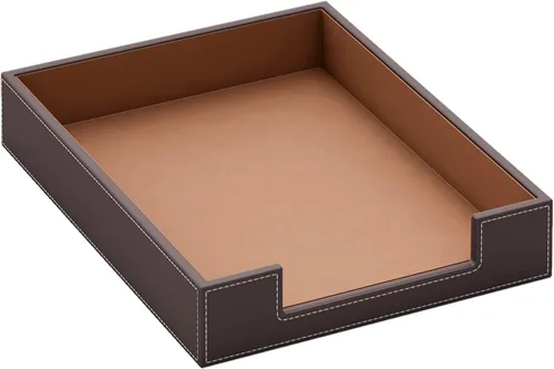 Miniatura 10 de Bandeja de cartas de cuero, organizador de escritorio elegante THIPOTEN para suministros de oficina, correo, papel, archivo, revista, organización