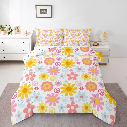Miniatura 22 de Feelyou Juego de edredón con estampado de elefante étnico para niñas y niños, edredón de elefante, estilo bohemio exótico, juego de ropa de cama